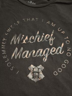 Harry Potter Black 'Mischief Managed' Graphic Tee with Metallic Script